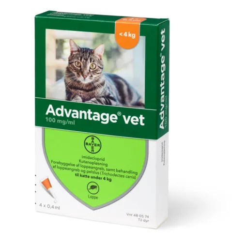 Advantage t/kat 4 x 0,4 ml op til 4 kg